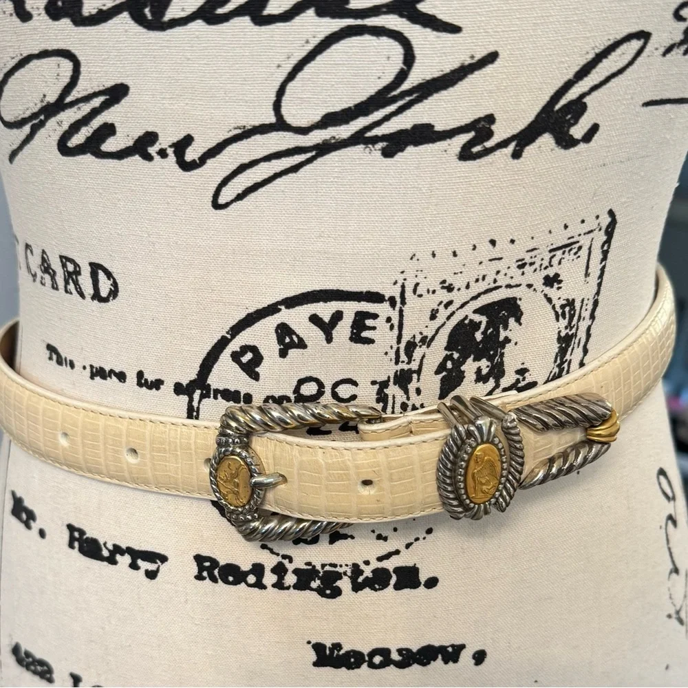 Chic Cream Belt with Gold and Silver Accents